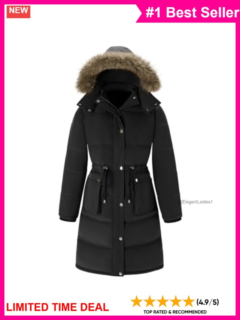 Women's Long Puffer Jacket Water Repellent Winter Coat Warm Parka